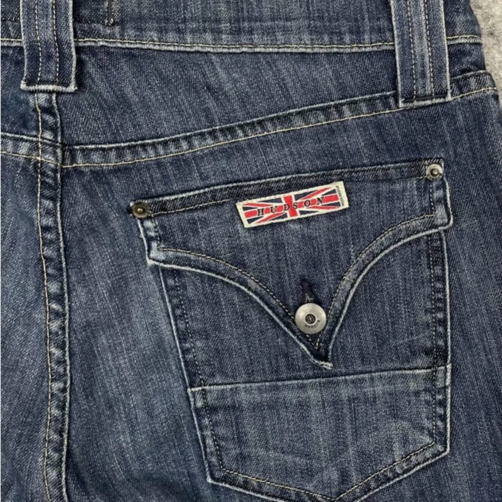 Hudson Jeans Mens Size 33 Button Fly Denim Blue Made In USA Dark Wash Stretch